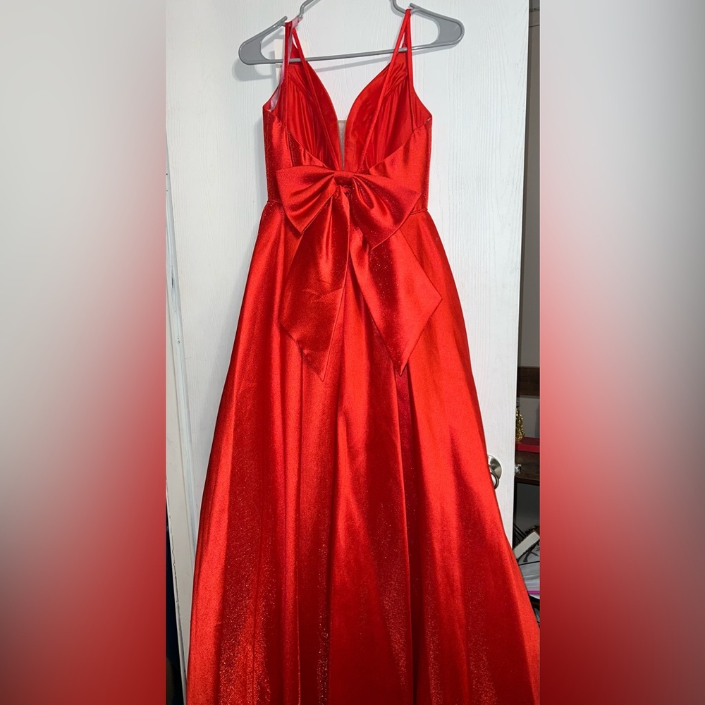 Blush Prom red floor length gown